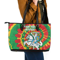 Lithuania Tie Dye Retro Basketball 1992 Personalized Leather Tote Bag