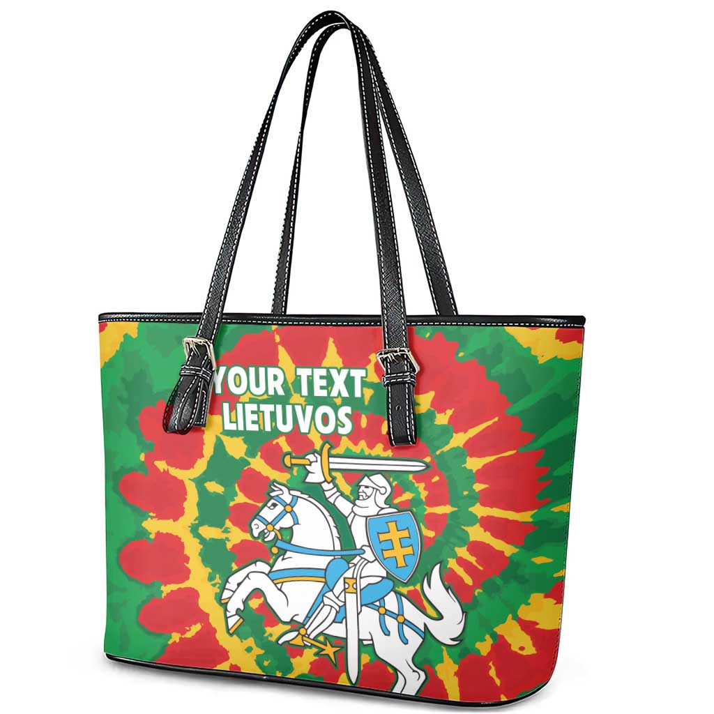Lithuania Tie Dye Retro Basketball 1992 Personalized Leather Tote Bag