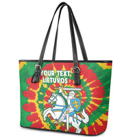 Lithuania Tie Dye Retro Basketball 1992 Personalized Leather Tote Bag
