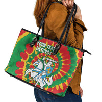Lithuania Tie Dye Retro Basketball 1992 Personalized Leather Tote Bag