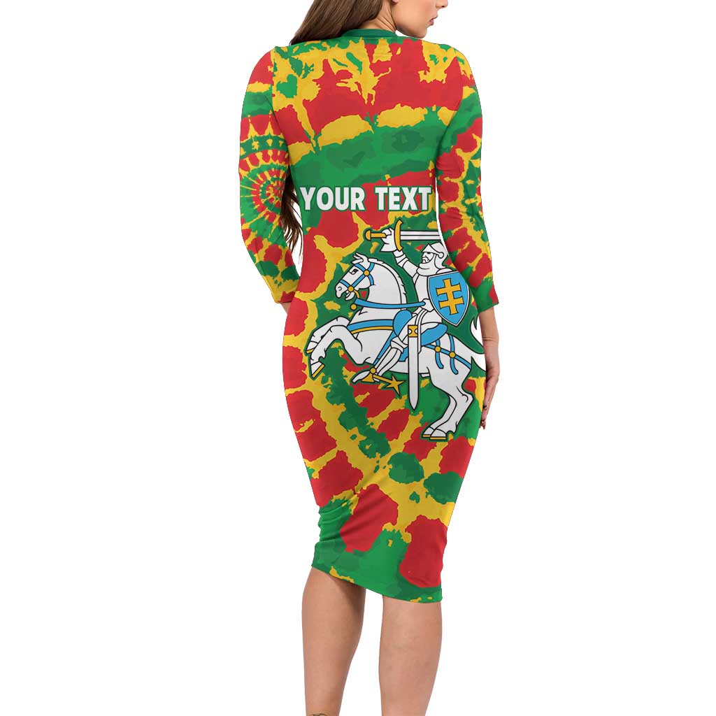 Lithuania Tie Dye Retro Basketball 1992 Personalized Long Sleeve Bodycon Dress