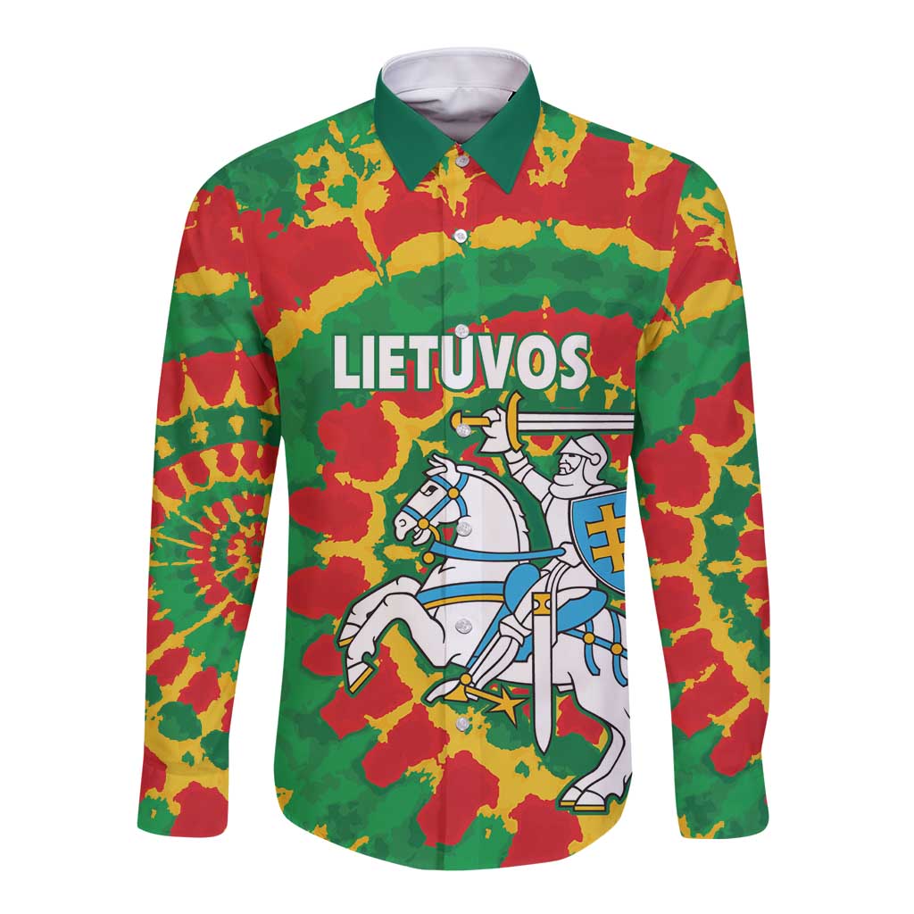 Lithuania Tie Dye Retro Basketball 1992 Personalized Long Sleeve Button Shirt