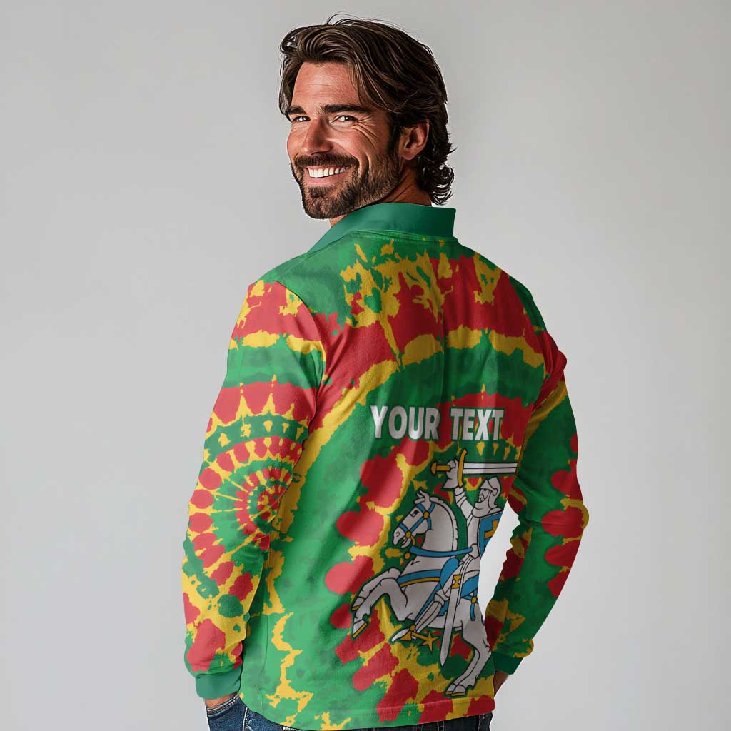 Lithuania Tie Dye Retro Basketball 1992 Personalized Long Sleeve Polo Shirt