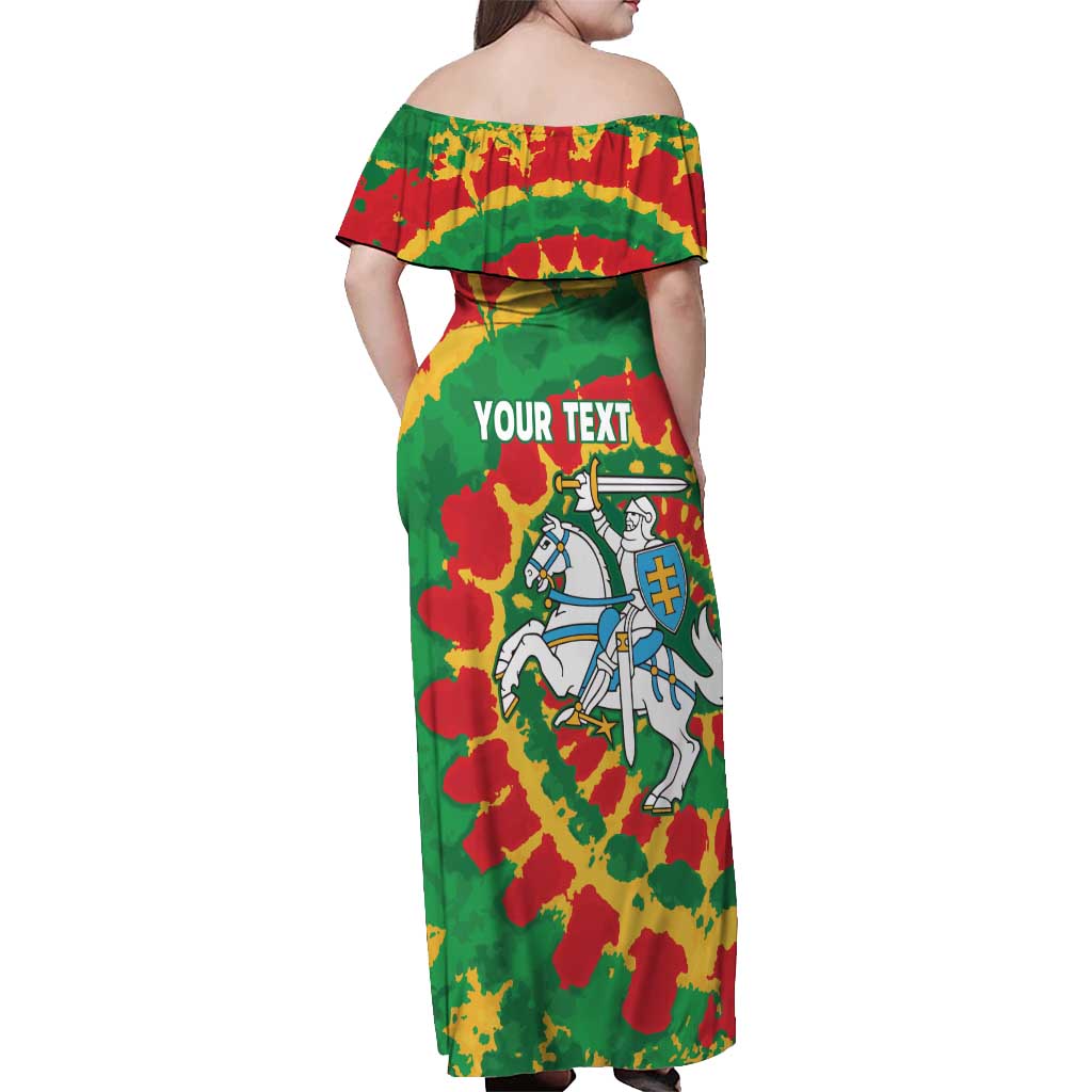 Lithuania Tie Dye Retro Basketball 1992 Personalized Off Shoulder Maxi Dress