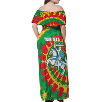 Lithuania Tie Dye Retro Basketball 1992 Personalized Off Shoulder Maxi Dress