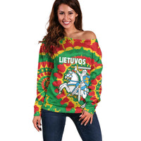 Lithuania Tie Dye Retro Basketball 1992 Personalized Off Shoulder Sweater