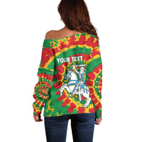 Lithuania Tie Dye Retro Basketball 1992 Personalized Off Shoulder Sweater