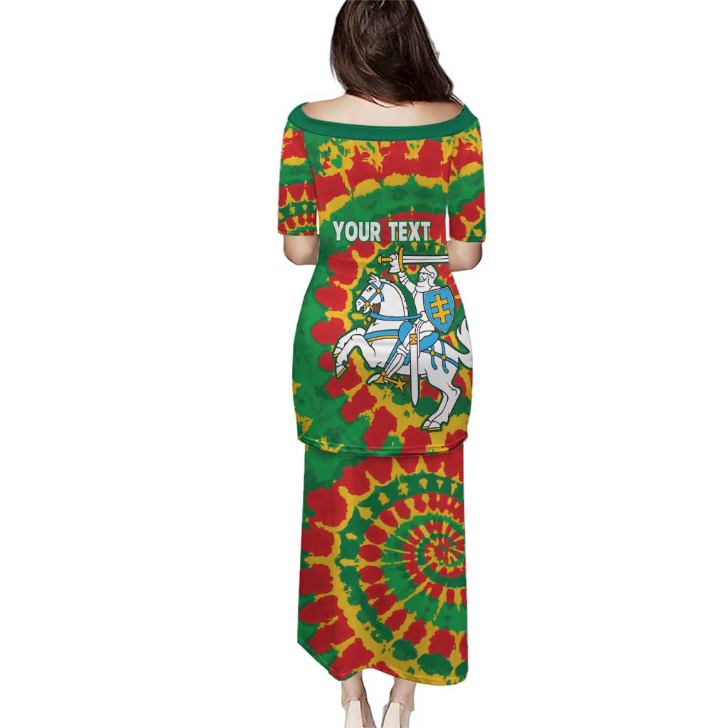 Lithuania Tie Dye Retro Basketball 1992 Personalized Puletasi