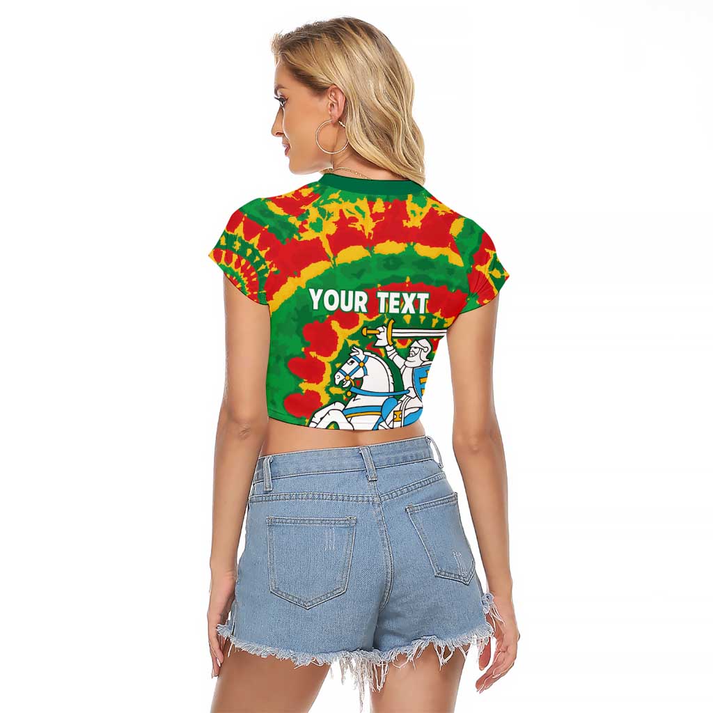 Lithuania Tie Dye Retro Basketball 1992 Personalized Raglan Cropped T Shirt