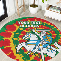 Lithuania Tie Dye Retro Basketball 1992 Personalized Round Carpet