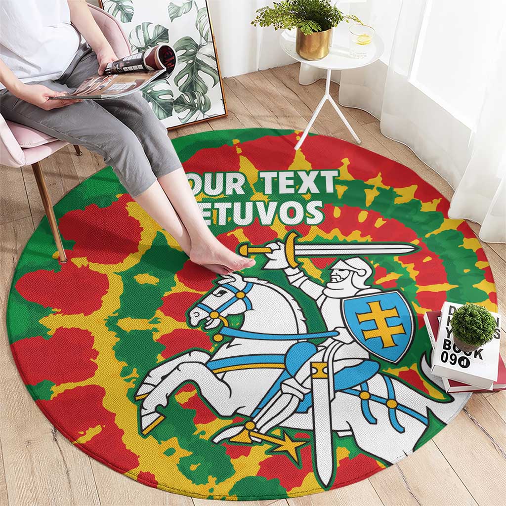 Lithuania Tie Dye Retro Basketball 1992 Personalized Round Carpet