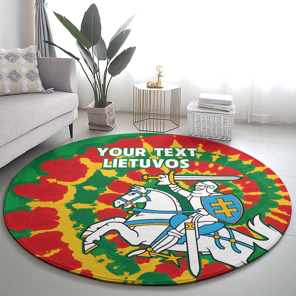 Lithuania Tie Dye Retro Basketball 1992 Personalized Round Carpet