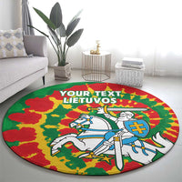 Lithuania Tie Dye Retro Basketball 1992 Personalized Round Carpet