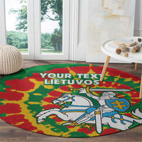 Lithuania Tie Dye Retro Basketball 1992 Personalized Round Carpet