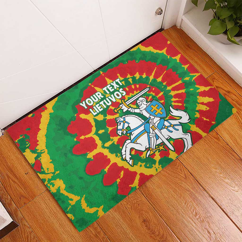 Lithuania Tie Dye Retro Basketball 1992 Personalized Rubber Doormat