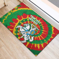 Lithuania Tie Dye Retro Basketball 1992 Personalized Rubber Doormat
