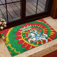 Lithuania Tie Dye Retro Basketball 1992 Personalized Rubber Doormat