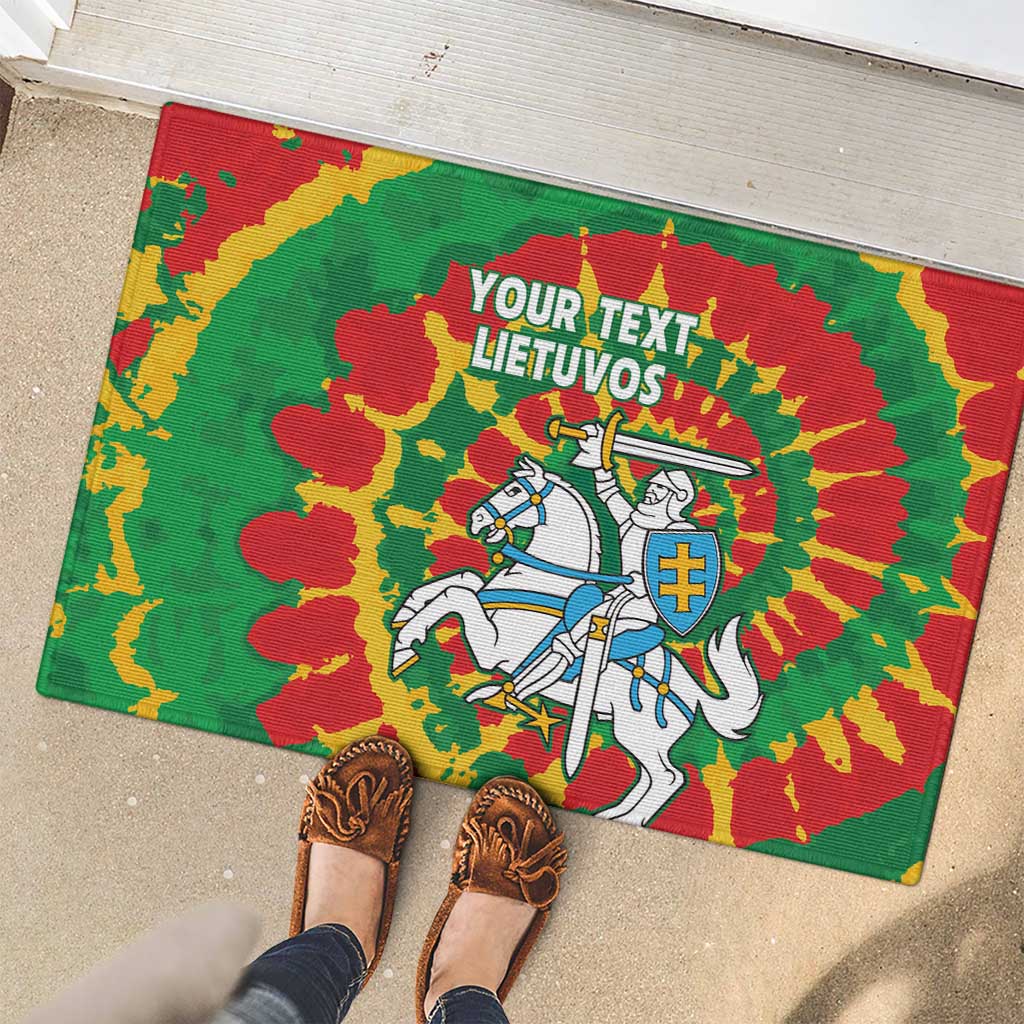 Lithuania Tie Dye Retro Basketball 1992 Personalized Rubber Doormat
