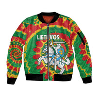 Lithuania Tie Dye Retro Basketball 1992 Personalized Sleeve Zip Bomber Jacket