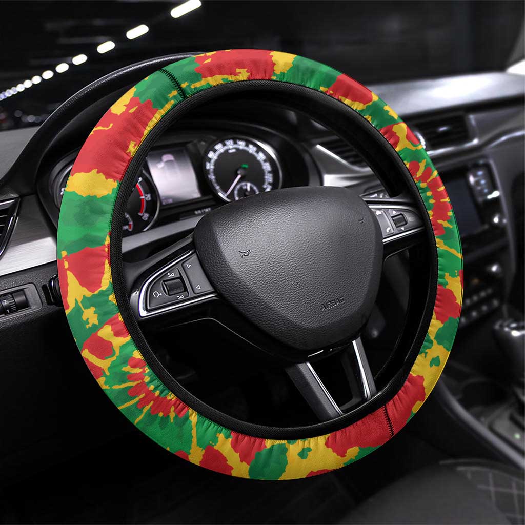Lithuania Tie Dye Retro Basketball 1992 Steering Wheel Cover