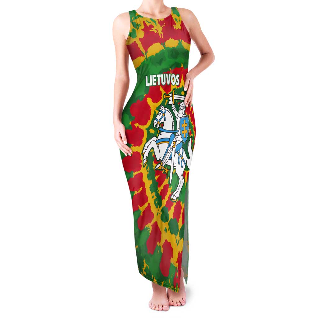 Lithuania Tie Dye Retro Basketball 1992 Personalized Tank Maxi Dress