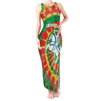 Lithuania Tie Dye Retro Basketball 1992 Personalized Tank Maxi Dress
