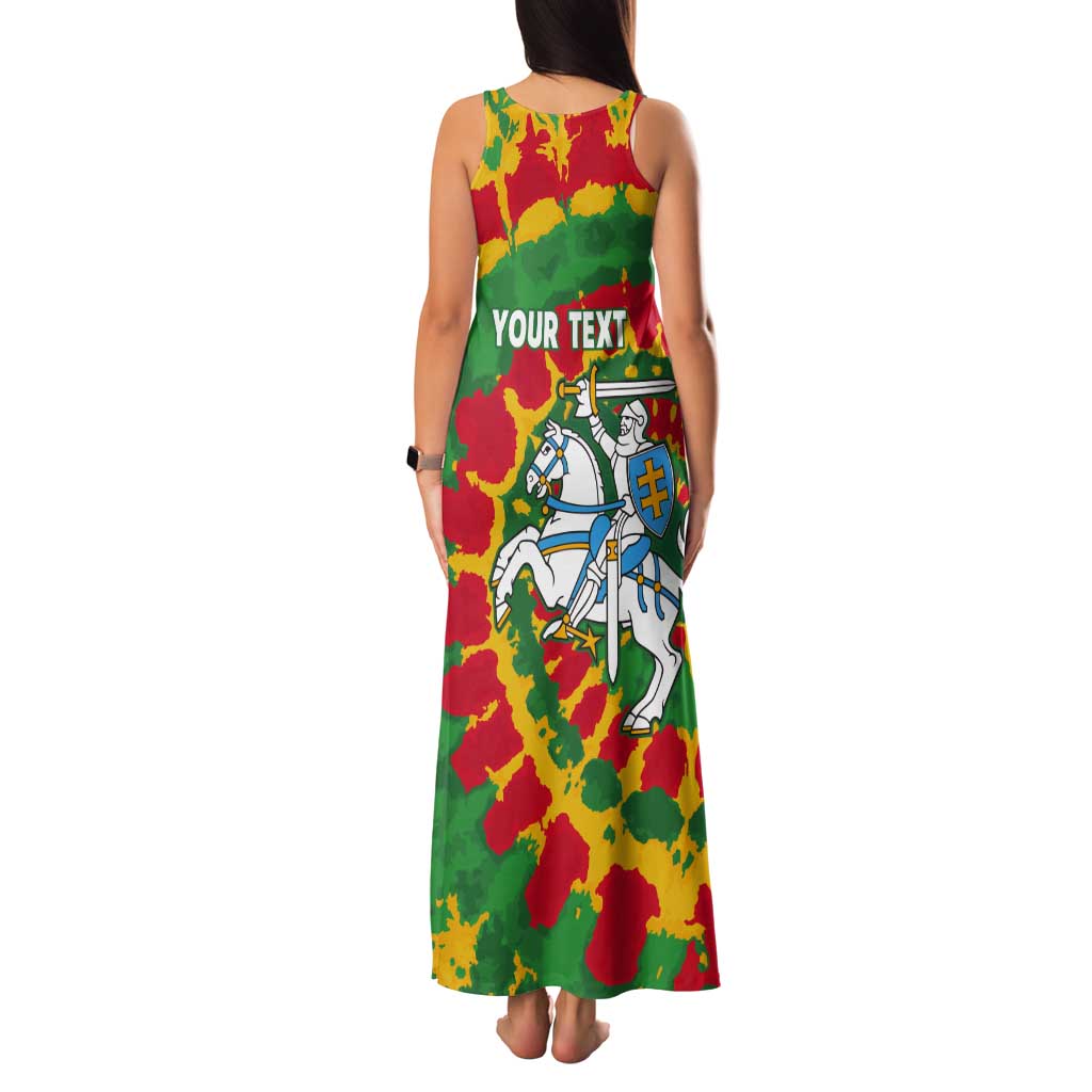 Lithuania Tie Dye Retro Basketball 1992 Personalized Tank Maxi Dress