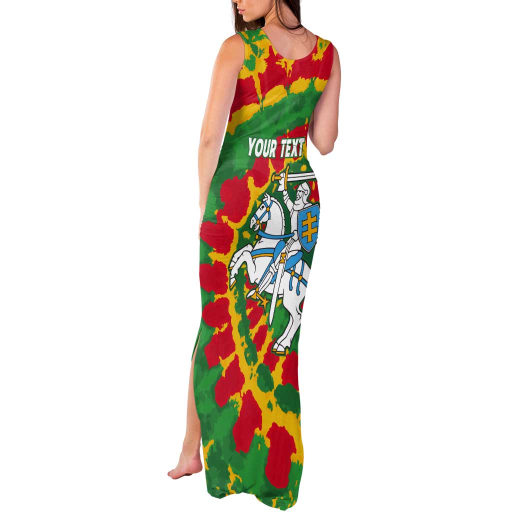 Lithuania Tie Dye Retro Basketball 1992 Personalized Tank Maxi Dress