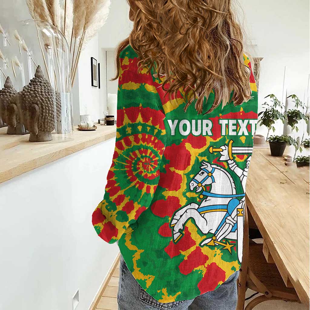 Lithuania Tie Dye Retro Basketball 1992 Personalized Women Casual Shirt
