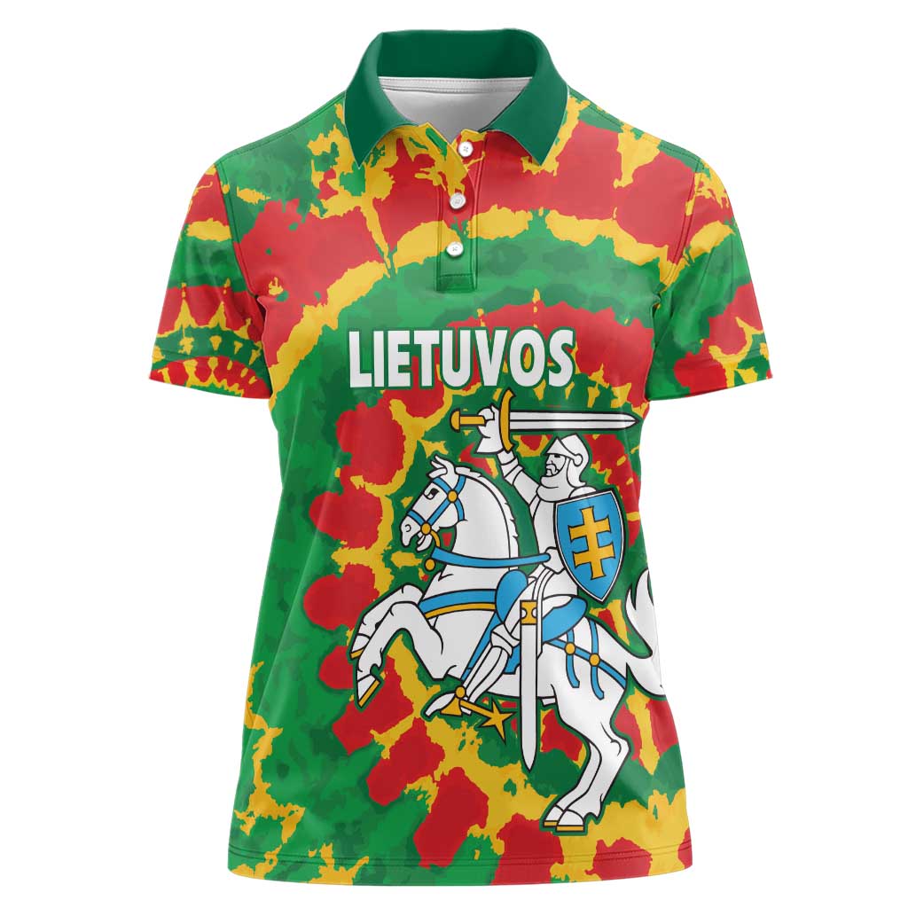 Lithuania Tie Dye Retro Basketball 1992 Personalized Women Polo Shirt