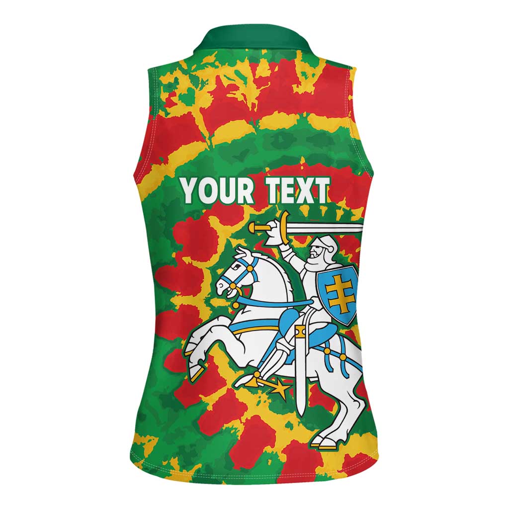 Lithuania Tie Dye Retro Basketball 1992 Personalized Women Sleeveless Polo Shirt