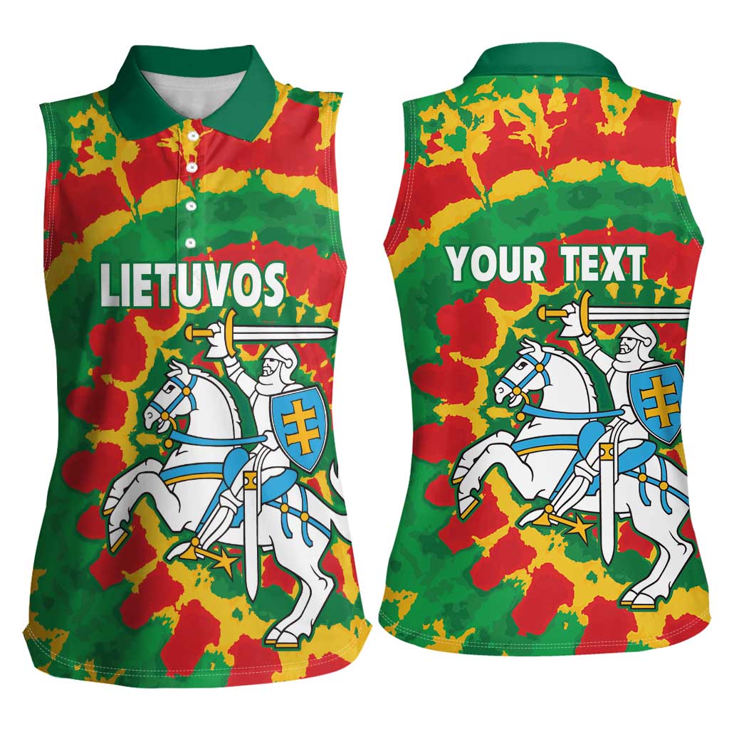 Lithuania Tie Dye Retro Basketball 1992 Personalized Women Sleeveless Polo Shirt