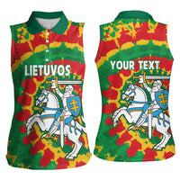 Lithuania Tie Dye Retro Basketball 1992 Personalized Women Sleeveless Polo Shirt