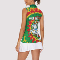Lithuania Tie Dye Retro Basketball 1992 Personalized Women Sleeveless Polo Shirt