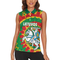 Lithuania Tie Dye Retro Basketball 1992 Personalized Women Sleeveless Polo Shirt