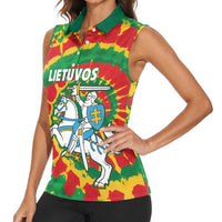 Lithuania Tie Dye Retro Basketball 1992 Personalized Women Sleeveless Polo Shirt
