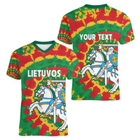 Lithuania Tie Dye Retro Basketball 1992 Personalized Women V-Neck T-Shirt