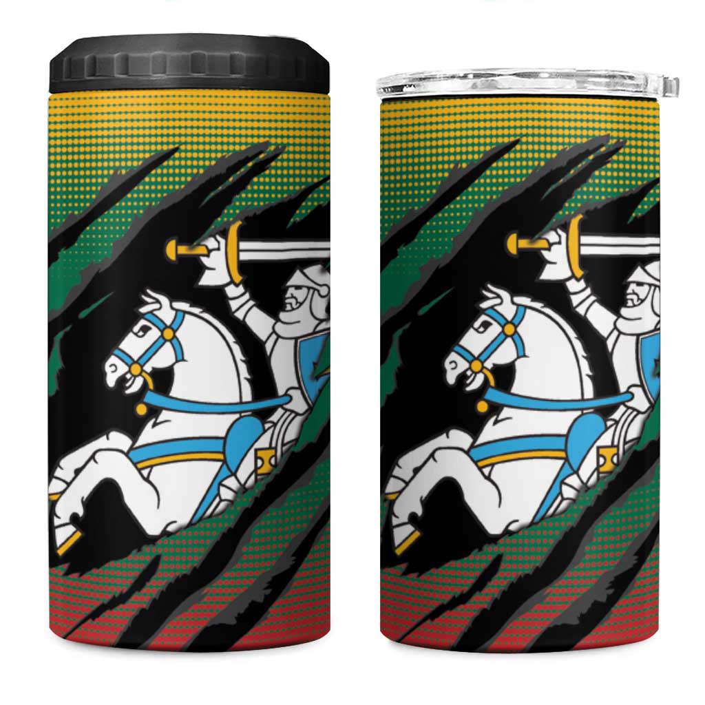 Lithuania Vytis 4 in 1 Can Cooler Tumbler Lietuvos Chasing and Fighting