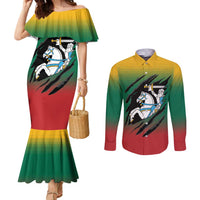 Lithuania Vytis Couples Matching Mermaid Dress and Long Sleeve Button Shirt Lietuvos Chasing and Fighting