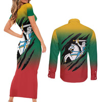 Lithuania Vytis Couples Matching Short Sleeve Bodycon Dress and Long Sleeve Button Shirt Lietuvos Chasing and Fighting