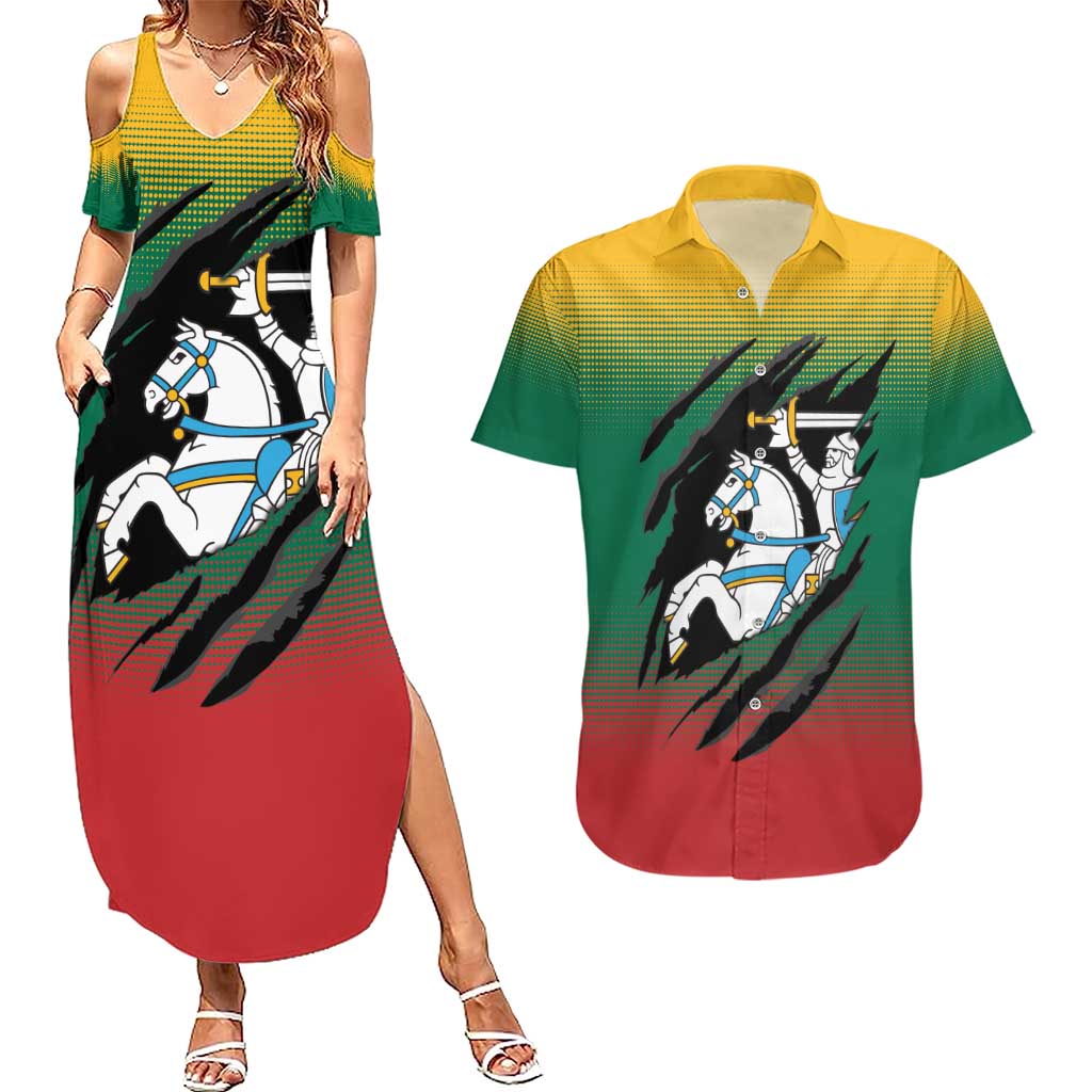 Lithuania Vytis Couples Matching Summer Maxi Dress and Hawaiian Shirt Lietuvos Chasing and Fighting