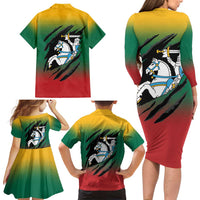 Lithuania Vytis Family Matching Long Sleeve Bodycon Dress and Hawaiian Shirt Lietuvos Chasing and Fighting