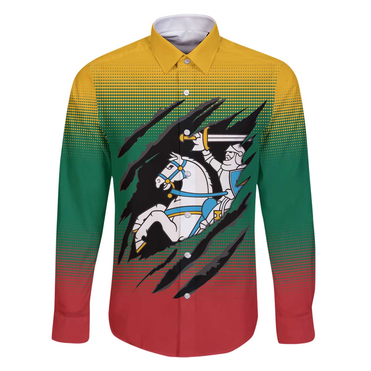 Lithuania Vytis Family Matching Off The Shoulder Long Sleeve Dress and Hawaiian Shirt Lietuvos Chasing and Fighting