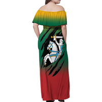 Lithuania Vytis Family Matching Off Shoulder Maxi Dress and Hawaiian Shirt Lietuvos Chasing and Fighting