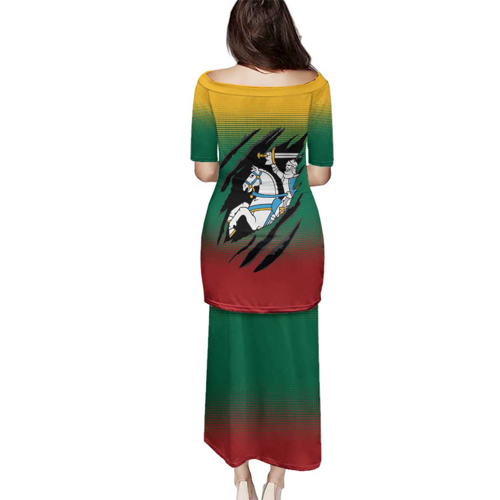 Lithuania Vytis Family Matching Puletasi and Hawaiian Shirt Lietuvos Chasing and Fighting