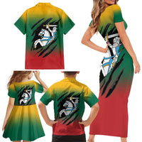 Lithuania Vytis Family Matching Short Sleeve Bodycon Dress and Hawaiian Shirt Lietuvos Chasing and Fighting