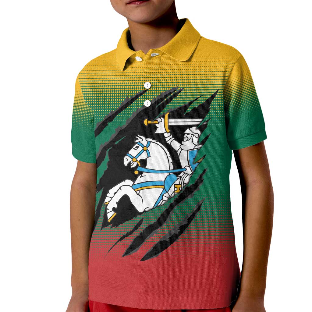 Lithuania Vytis Kid Polo Shirt Lietuvos Chasing and Fighting