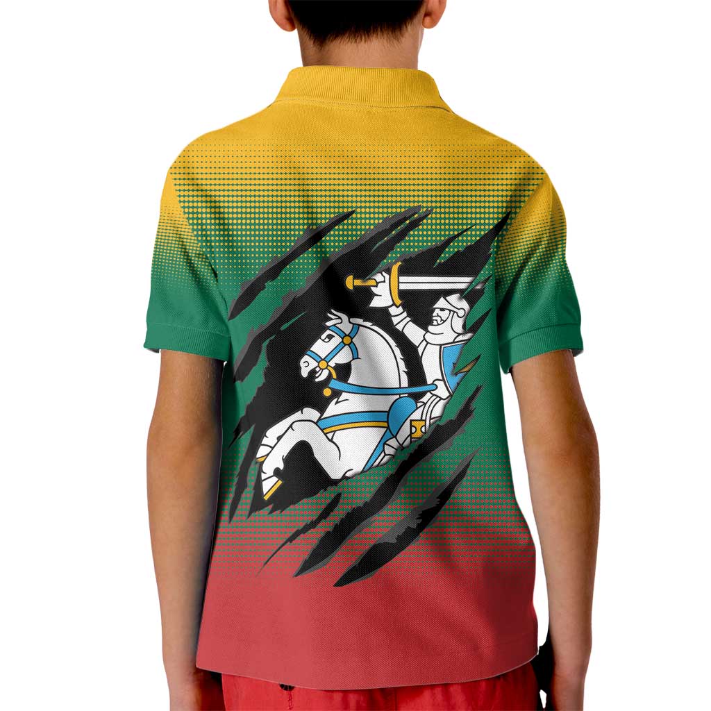 Lithuania Vytis Kid Polo Shirt Lietuvos Chasing and Fighting