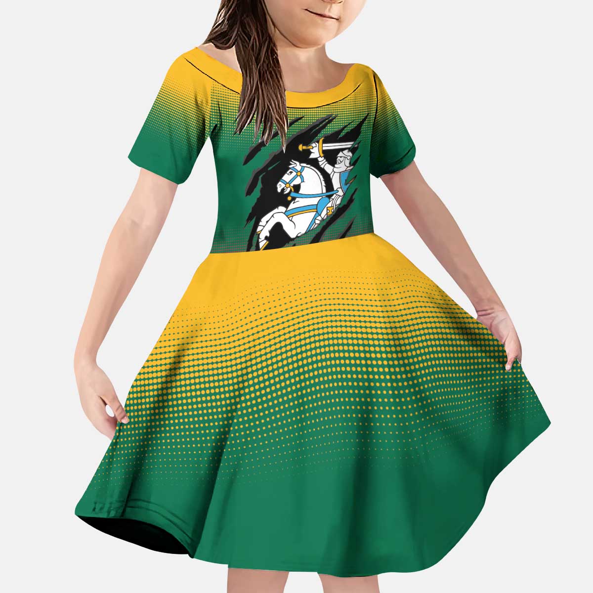 Lithuania Vytis Kid Short Sleeve Dress Lietuvos Chasing and Fighting