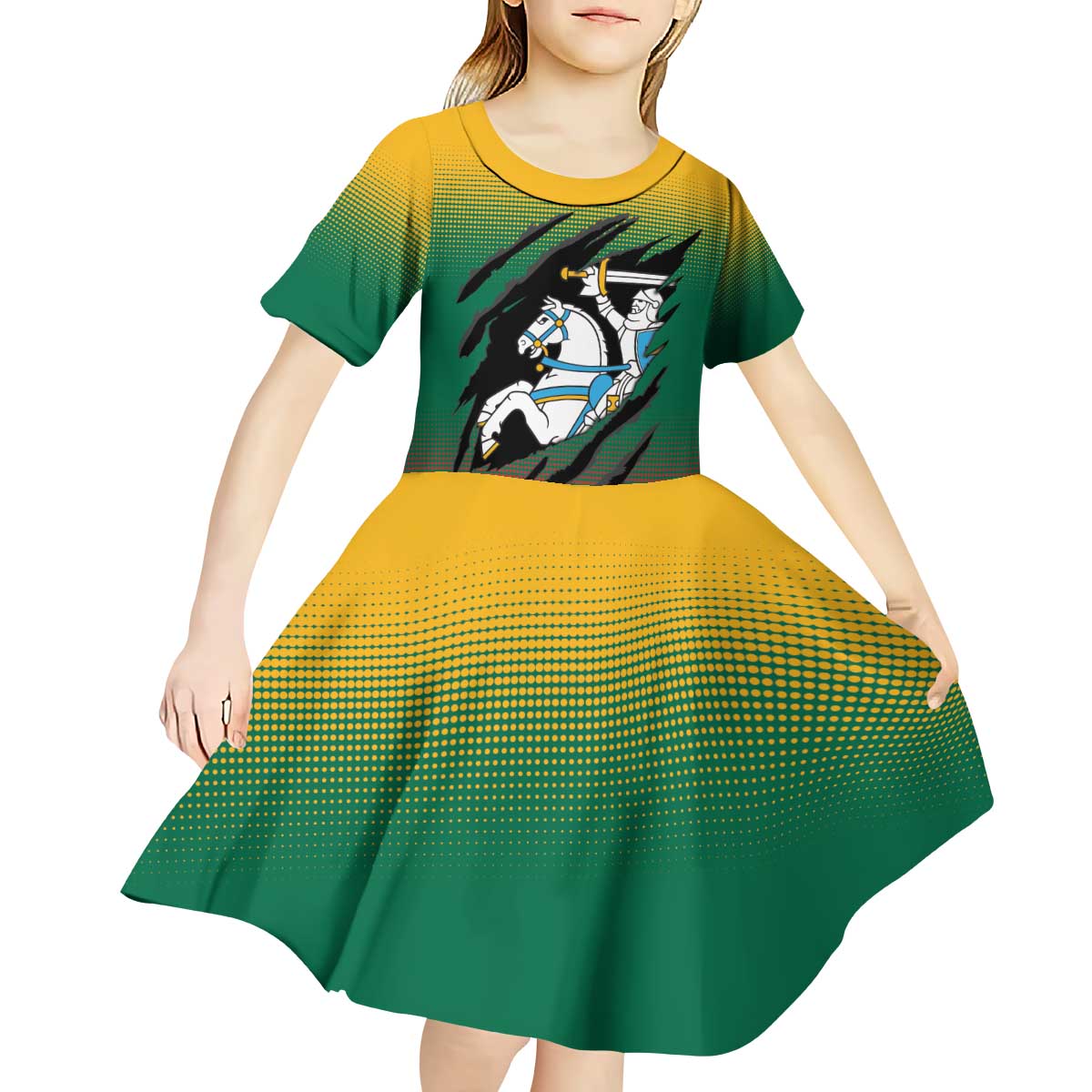 Lithuania Vytis Kid Short Sleeve Dress Lietuvos Chasing and Fighting